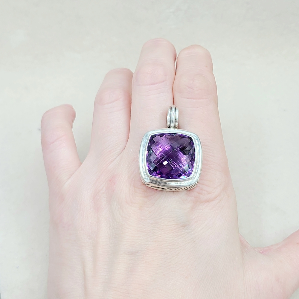 David Yurman Albion 20mm Amethyst Pendant Enhancer  - Picture 7 of 7